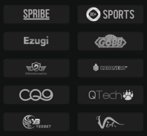 a group of logos on a black background